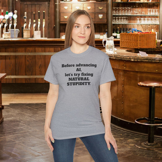 Fixing Natural Stupidity Funny AI T-Shirt