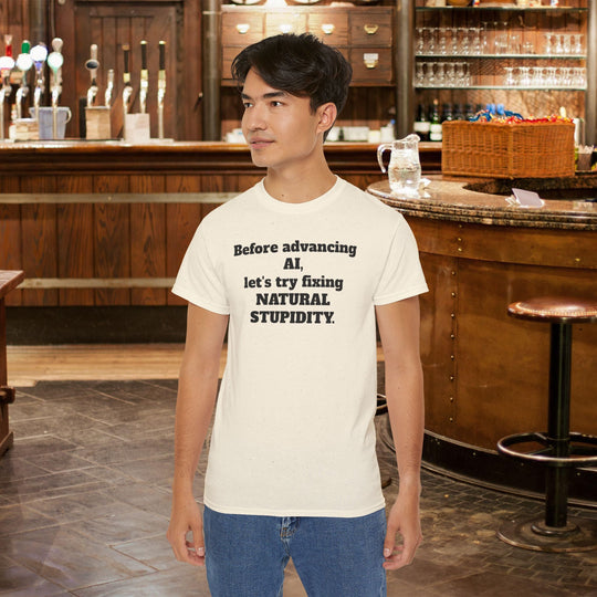 Fixing Natural Stupidity Funny AI T-Shirt