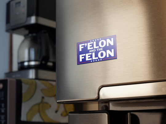 Custom Shape Magnets - Fun 'F'elon and the Felon - 4" x 8"