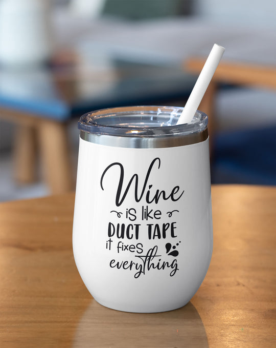 El vino es como cinta adhesiva - Vaso de vino frío