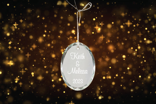 Christmas Custom Ornament - Engraved Oval Crystal Ornament