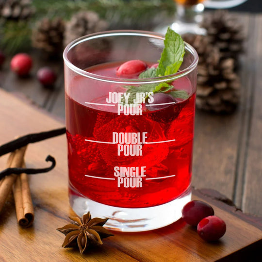 Vaso de whisky grabado de 11 oz - Líneas de vertido