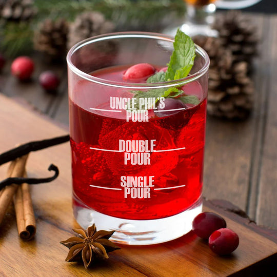 Vaso de whisky grabado de 11 oz - Líneas de vertido