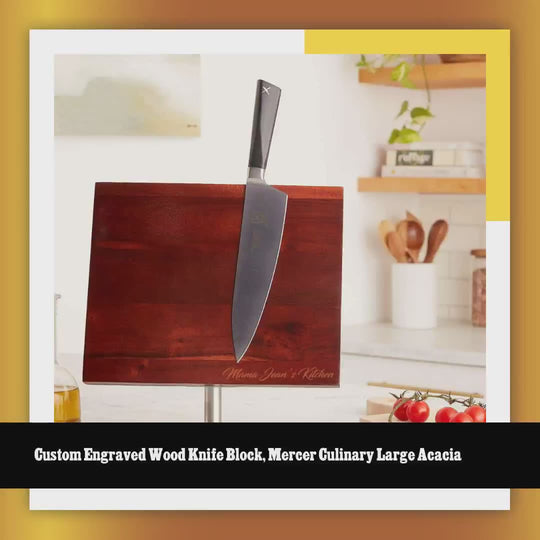 Custom Engraved Wood Knife Block, Mercer Culinary Large Acacia by@Outfy