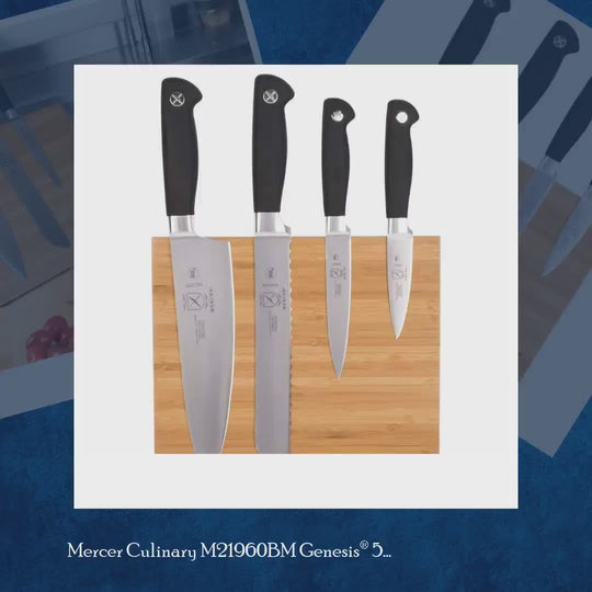 Mercer Culinary M21960BM Genesis® 5-Piece Bamboo Magnetic Knife Block by@Outfy