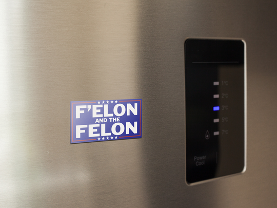 Custom Shape Magnets - Fun 'F'elon and the Felon - 4" x 8"