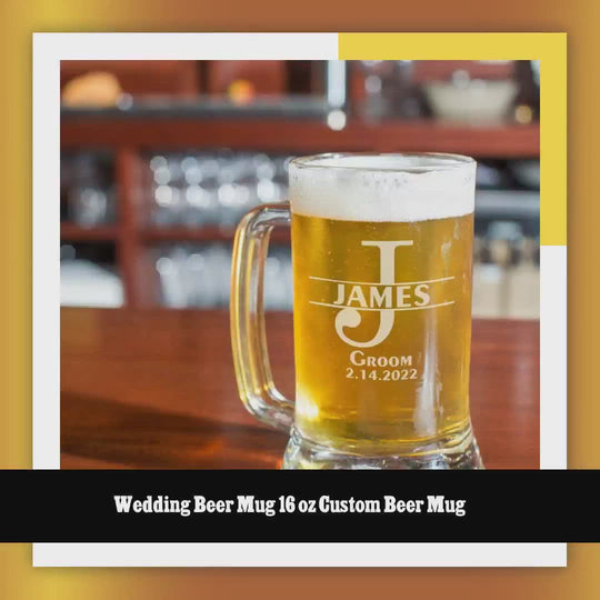 Wedding Beer Mug 16 oz Custom Beer Mug by@Vidoo