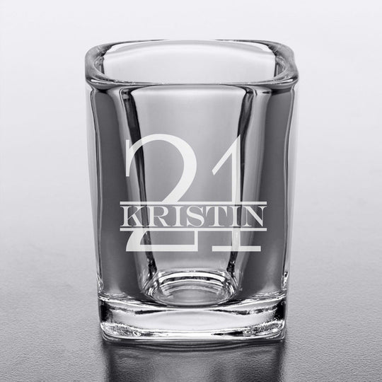 21st Birthday Gift 2oz Square Shot Glass