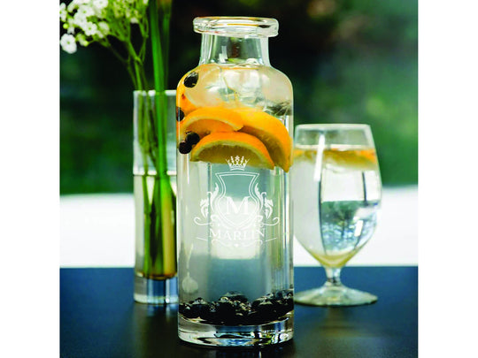40oz Engraved Libbey Glass Water Bottle with Personalized Glass for Water Carafe Decanter. Unique Custom Gifts for Home.