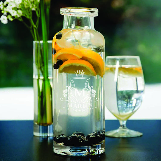 40oz Engraved Libbey Glass Water Bottle with Personalized Glass for Water Carafe Decanter. Unique Custom Gifts for Home.