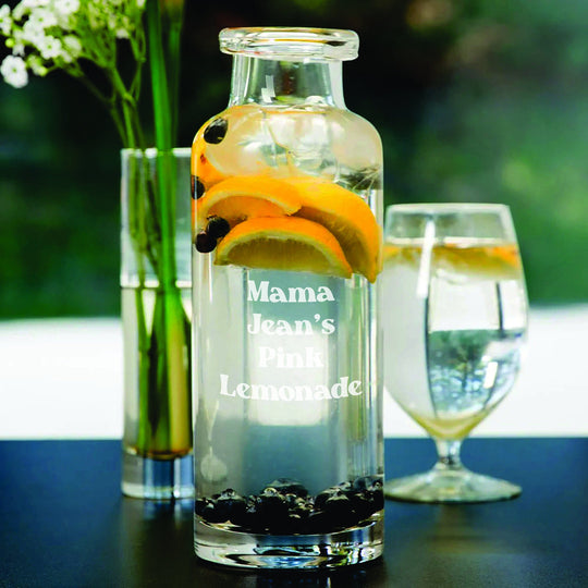 40oz Engraved Libbey Glass Water Bottle with Personalized Glass for Water Carafe Decanter. Unique Custom Gifts for Home.