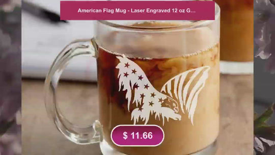 Taza con bandera americana - Taza de café grabada con láser de 12 oz