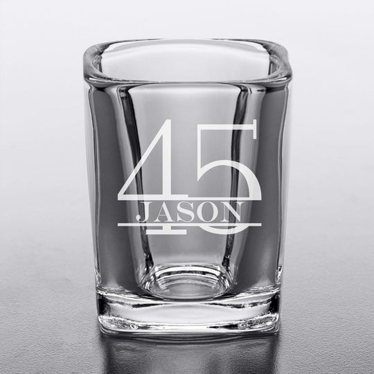45th Birthday Gifts Square 2oz Shot Glasses