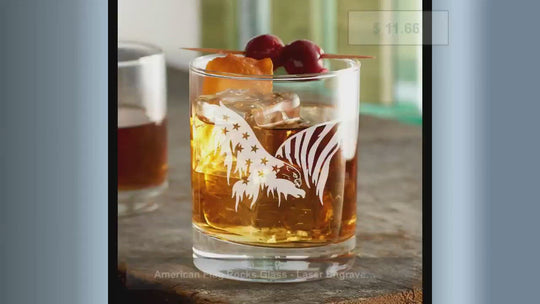 American Flag Rocks Glass - Engraved 12oz Rocks Glass