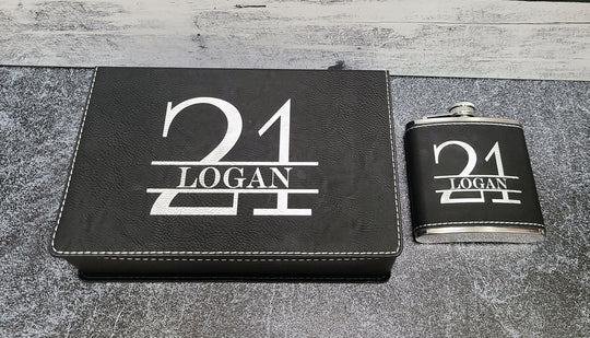 Conjunto de matraz personalizado - Regalo de matraz personalizado con nombre, inicial, edad.