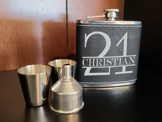Conjunto de matraz personalizado - Regalo de matraz personalizado con nombre, inicial, edad.