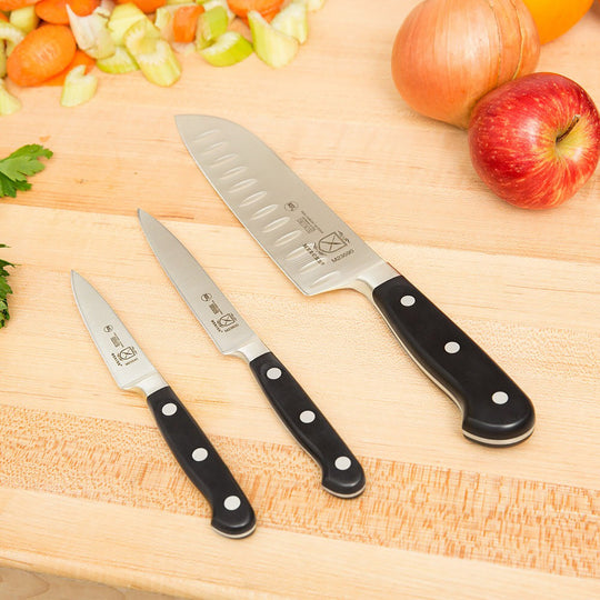 Bloc de couteaux en bois gravé sur mesure, Mercer Culinary Grand Acacia