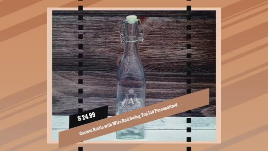Custom Bottle with Wire Bail Swing Top Lid