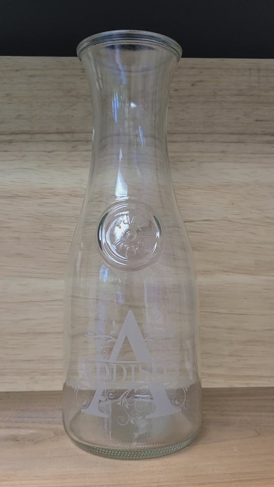 Custom Glass Carafe - Engraved 32 oz Wine Carafe
