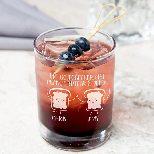 Best Friends 11oz Rocks Glass - We Go Together Both Names on One