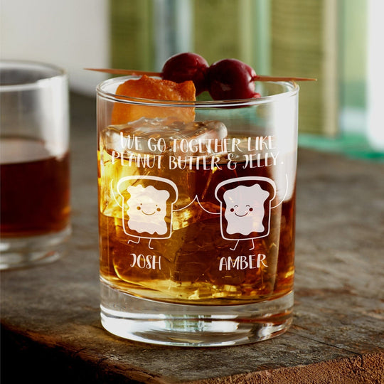 Best Friends 12oz Rocks Glass - We Go Together Both Names on One