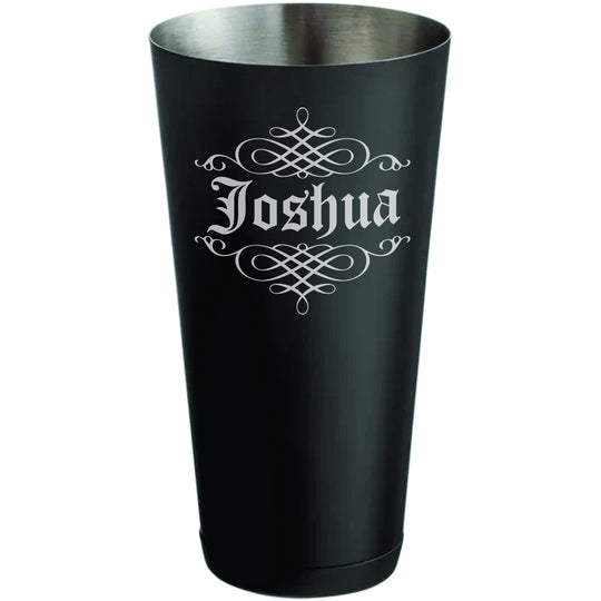 Boston Cocktail Shaker - 18oz or 28oz Matte Black Half Size Cocktail Shaker Tin Laser Engraved with Name or Logo