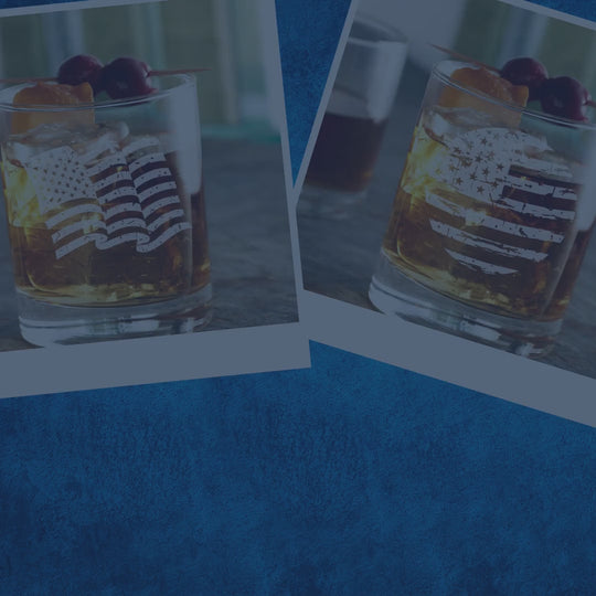 American Flag Rocks Glass - Engraved 12oz Rocks Glass by@Vidoo