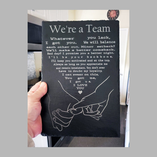 Charcuterie Board We're a Team - Slate Mat Serving Tray