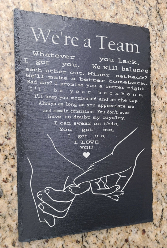 Charcuterie Board We're a Team - Slate Mat Serving Tray