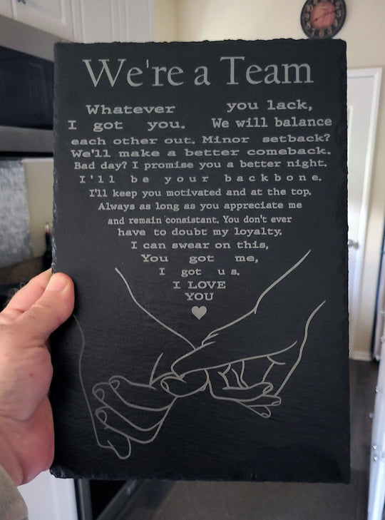 Charcuterie Board We're a Team - Slate Mat Serving Tray