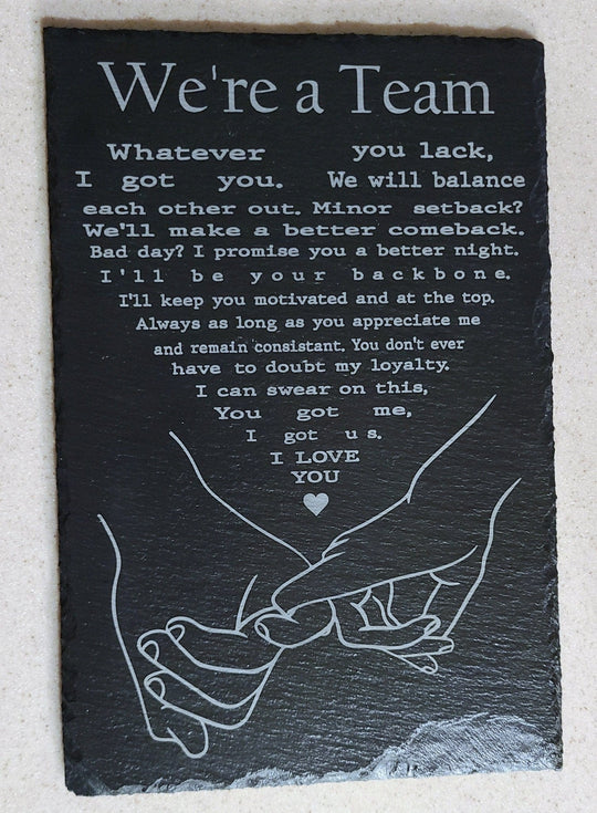 Charcuterie Board We're a Team - Slate Mat Serving Tray