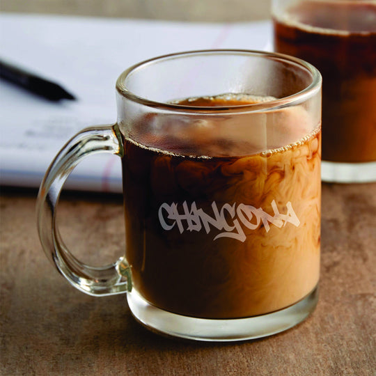 Chingona Custom Coffee Mug with Handle Personalized Laser Engraved Glass Coffee Mug with Handle. Gifts for Latinas.