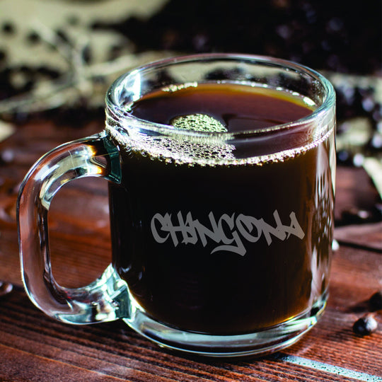 Chingona Custom Coffee Mug with Handle Personalized Laser Engraved Glass Coffee Mug with Handle. Gifts for Latinas.