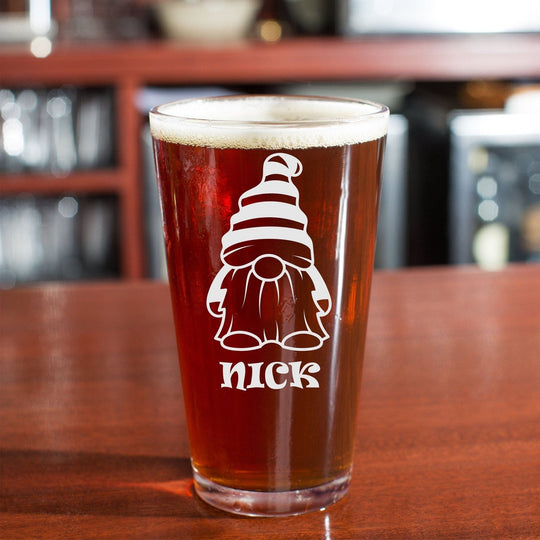 Christmas Gnome Beer Pint Glass Gnome 2