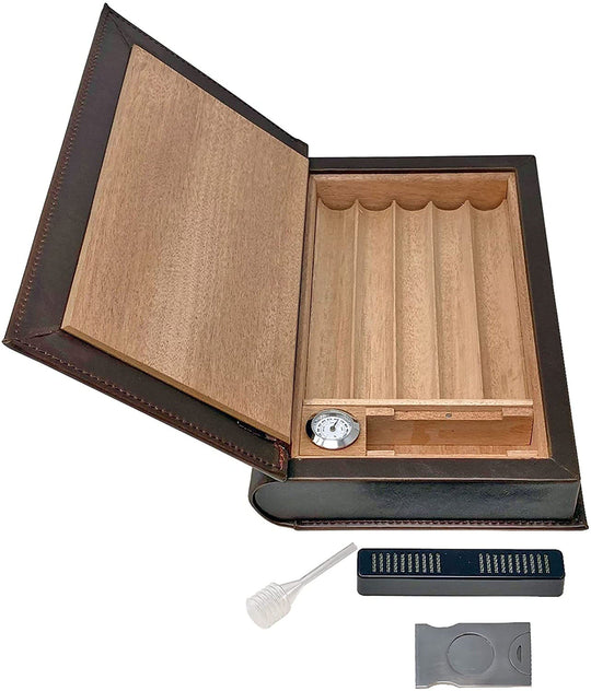 Cigar Box Leather Humidor Travel Case - Personalized cigar humidor holder Novelist edition with Monogram. Gifts for him.