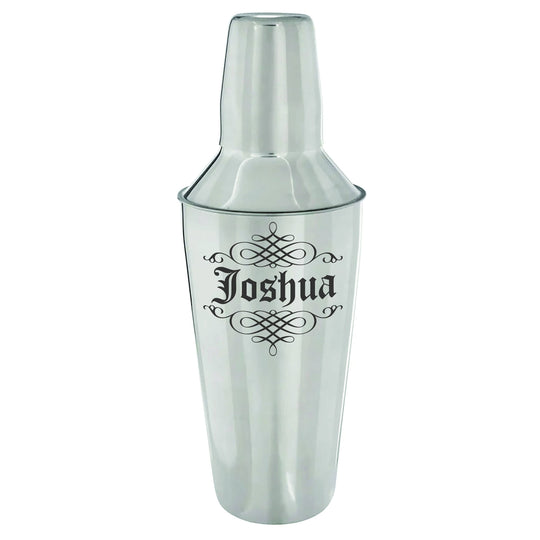 Cobbler Cocktail Shaker Tin - 16oz or 28oz Stainless Silver Cobbler Cocktail Shaker Tin Laser Engraved with Name or Logo