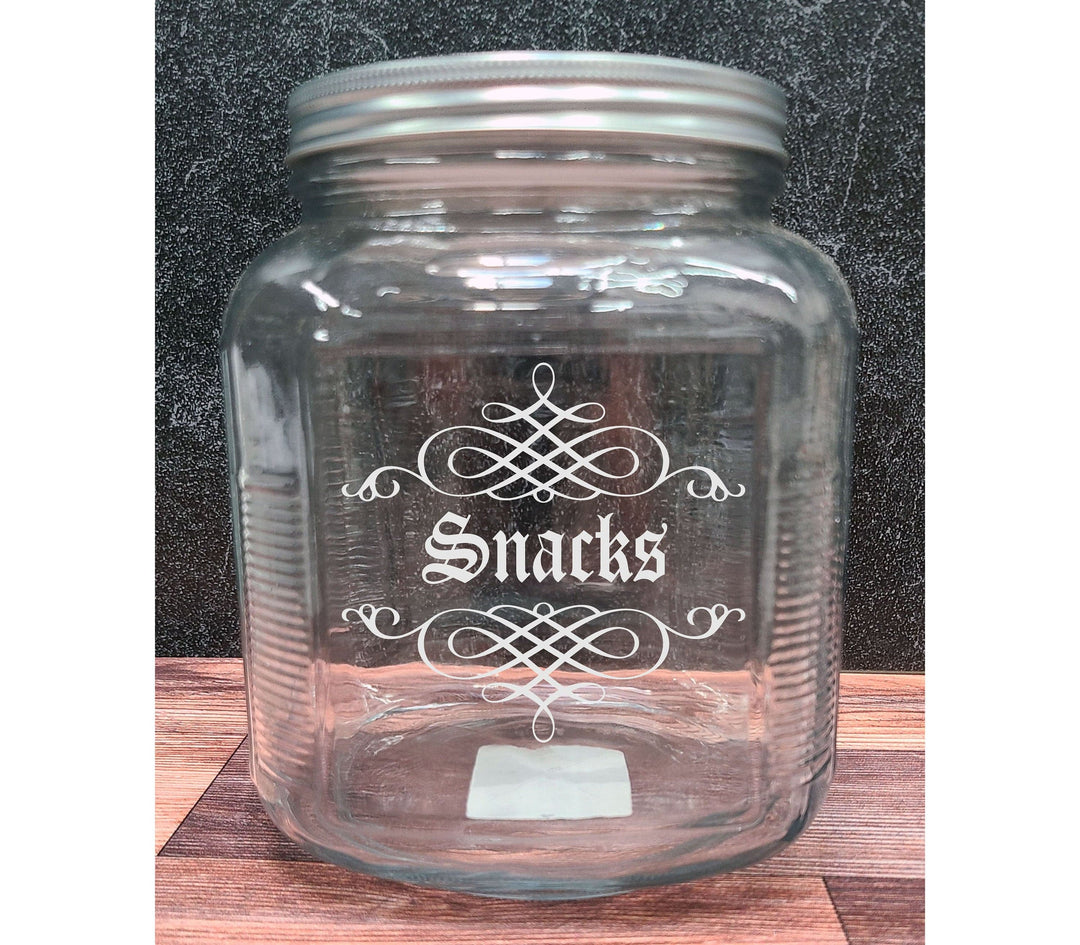 Custom Cracker Jar with Lid - Personalized Half-Gallon Glass for Coffee Storage, Pet Dog Treats, Cookie Jar, Snacks