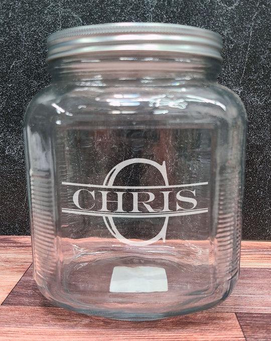 Custom Cracker Jar with Lid - Personalized Half-Gallon Glass for Coffee Storage, Pet Dog Treats, Cookie Jar, Snacks