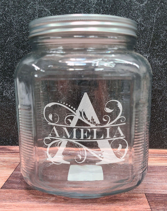 Custom Cracker Jar with Lid - Personalized Half-Gallon Glass for Coffee Storage, Pet Dog Treats, Cookie Jar, Snacks