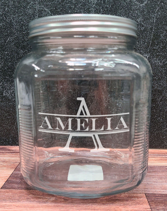 Custom Cracker Jar with Lid - Personalized Half-Gallon Glass for Coffee Storage, Pet Dog Treats, Cookie Jar, Snacks