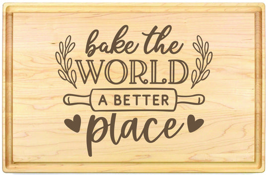 Custom Engraved Maple Wooden Cutting Board Bake the World