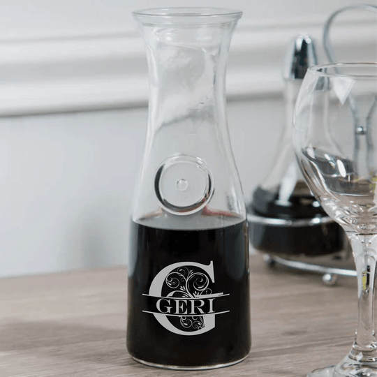 Custom Glass Carafe - Engraved 17 oz Wine Carafe