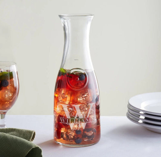 Custom Glass Carafe - Engraved 32 oz Wine Carafe