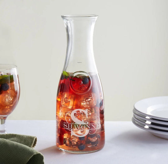 Custom Glass Carafe - Engraved 32 oz Wine Carafe