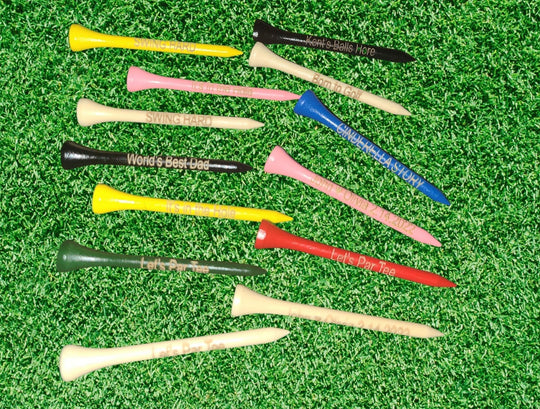 Custom Golf Tees - 10 x Engraved Wood Tees