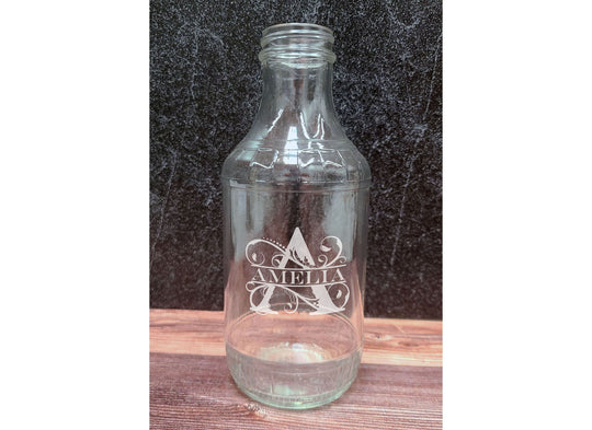 Custom Hot Sauce Bottle with Lid - Personalized 16 oz Decanter Bottle for Hot Sauce, BBQ, Ketchup, Dressings, Syrups
