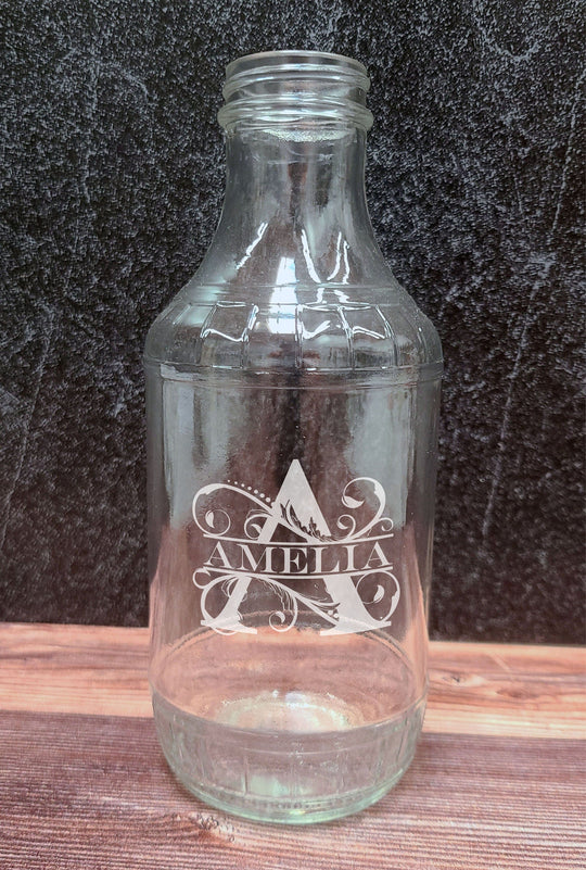 Custom Hot Sauce Bottle with Lid - Personalized 16 oz Decanter Bottle for Hot Sauce, BBQ, Ketchup, Dressings, Syrups