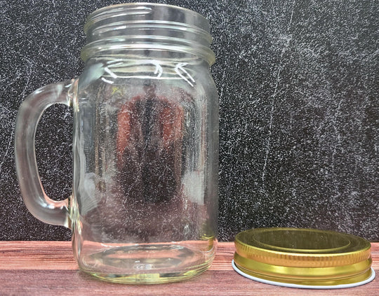 Custom Mason Jar with Lid - Personalized Engraved 16 oz Round Mason Jar Drinking Glass. Gifts for him, groomsmen gifts.
