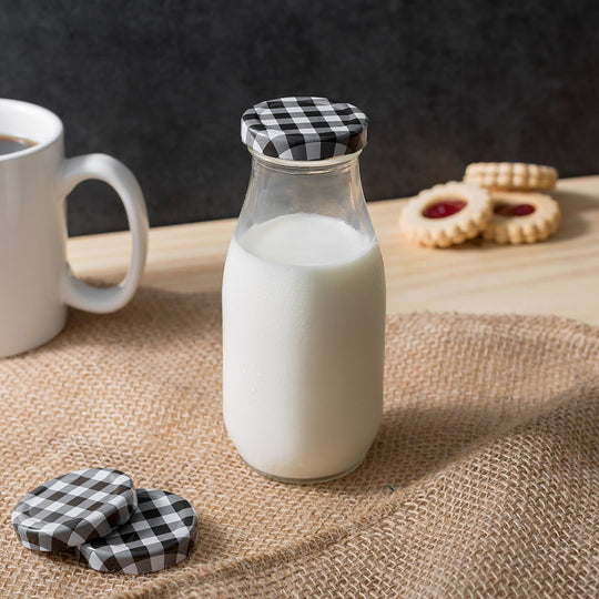 Custom Milk Bottle - Engraved 10oz Milk Bottle Black Plaid