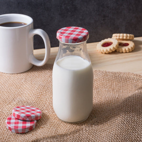 Custom Milk Bottle - Engraved 10oz Milk Bottle Red Plaid